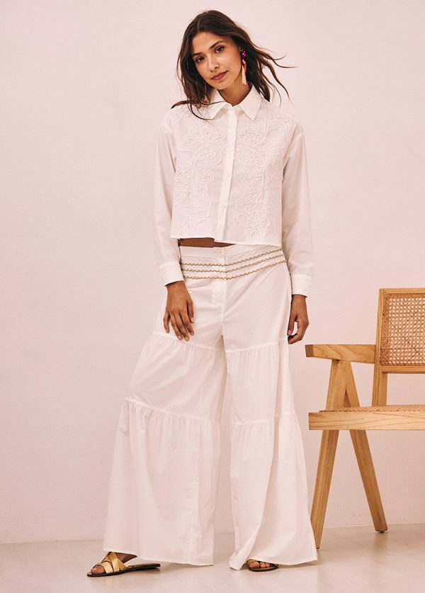 Pantalón de algodón con detalle en cintura