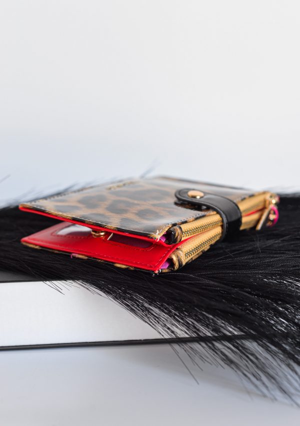 Cartera Charol Leopardo Contraste Rojo