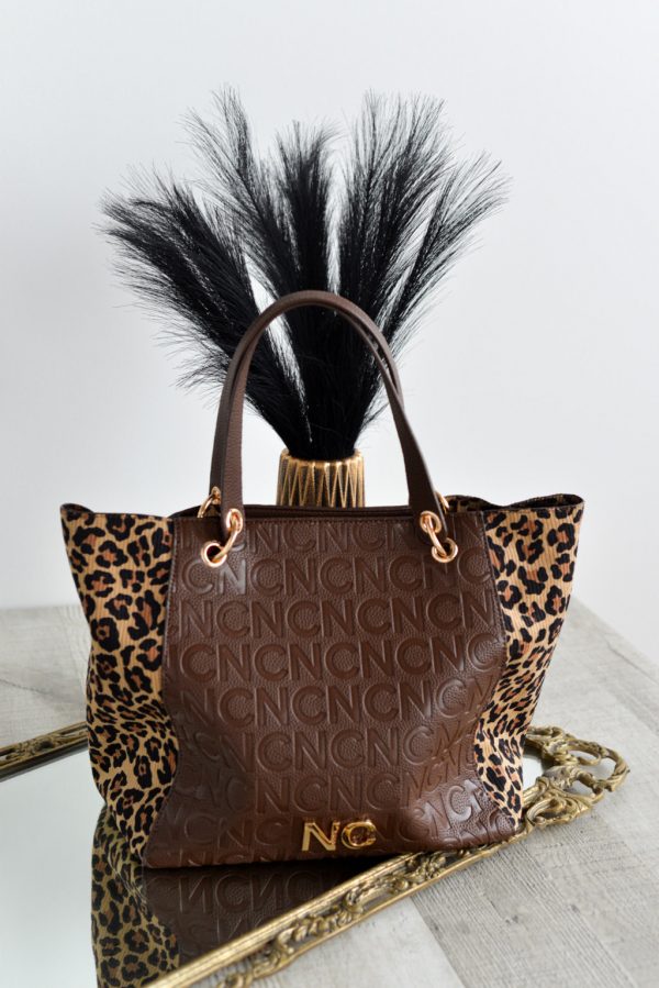Bolso Tote Animal Print Marrón