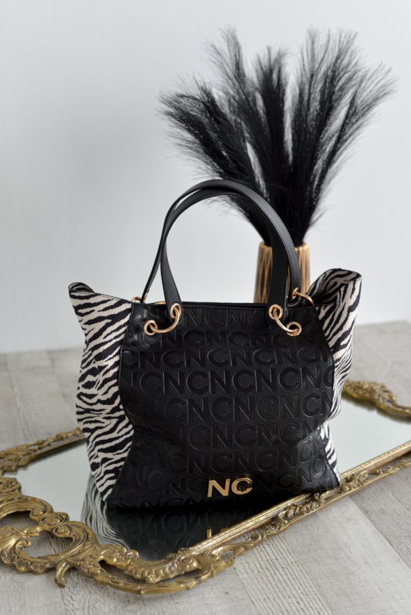 Bolso Tote Animal Print Negro