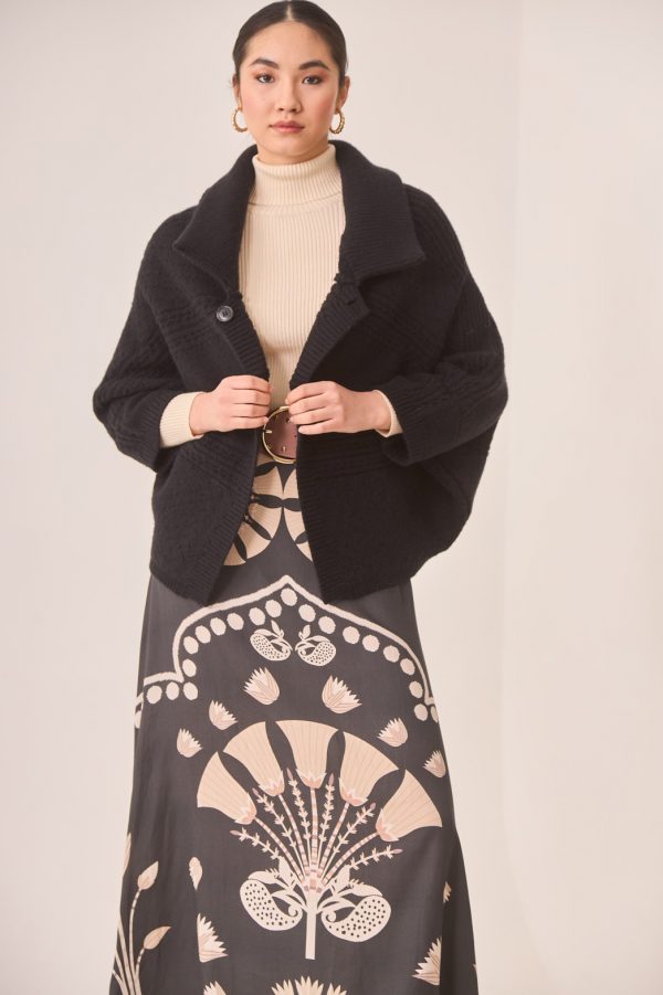 Cárdigan Oversize con Cuello Vuelto y Manga Kimono