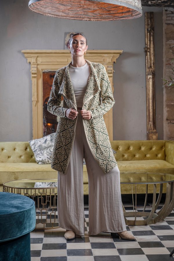 Abrigo Cayena Verde y Beige Talla Única